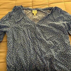 Women’s St. John’s Bay blouse, blue with polka dot, size XL